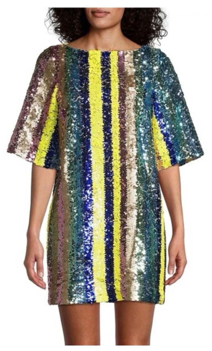 One33 Social Size 6 Striped Sequins Dress NWT